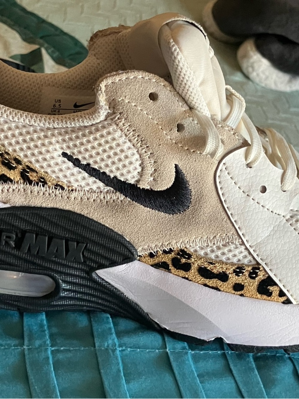 Nike White & Black Air Max Sneakers with Leopard Accent - Picture 14 of 16